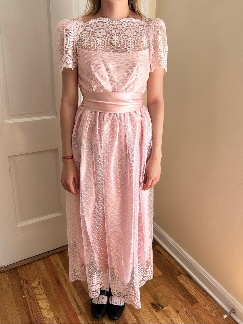 Vintage pink lace dress